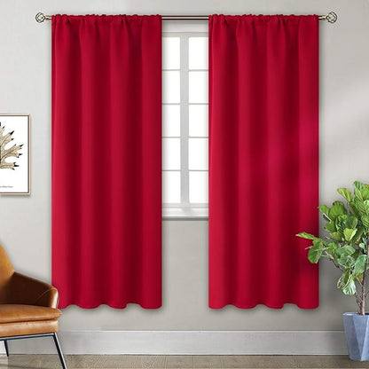 BGment Red Blackout Curtains for Bedroom 72 Inches Length - Rod Pocket Thermal Insulated Drapes Room Darkening Privacy for Christmas Decor Living Room, 52 x 72 Inch, 2 Panels