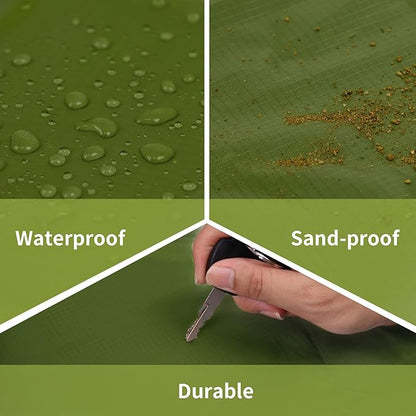 Frelaxy Pocket Picnic Blanket, Waterproof Sandproof Beach Mat, Compact Camping Tarp for Festivals, Hiking, Travel, Outdoor Recreation (Army Green, 28'' x 47'')