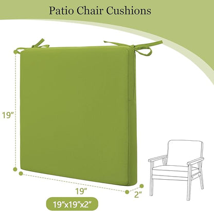 idee-home Outdoor Chair Cushions Set of 4, 19" x 19" Outdoor Seat Cushion Waterproof Patio Furniture with Ties, Dining Chair Pads