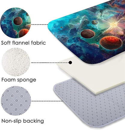 Large Washable Rugs for Boys Room 6x9 ft Outer Space Planet Print Floor Carpets for Living Dinning Room Bedroom Modern Non Skid Starry Sky Mats Pads