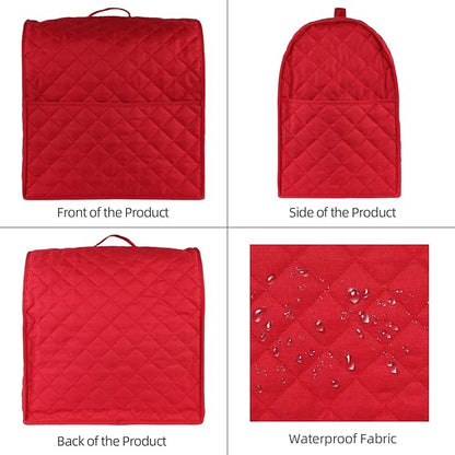 Stand Mixer Cover compatible with Kitchenaid Mixer, Fits All Tilt Head & Bowl Lift Models with 3 Organizer Bag for Accessories. (Red, For Bowl Lift 5-8 Quart)