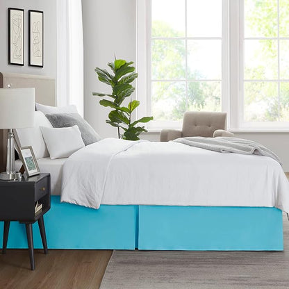 Nestl Beach Blue Full Bed Skirt - Full Size Bed Skirt 14 Inch Drop - Brushed Microfiber Bed Skirts - Hotel Quality Pleated Bed Skirt - Shrinkage & Fade Resistant