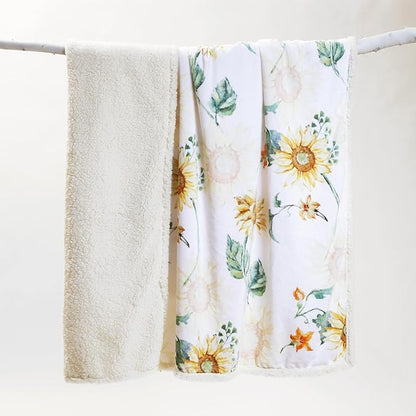 CARSTENS, INC. Ultra Premium Super Soft Plush Sherpa Fleece Oversized Throw Blanket 54" x 68", Sunflower