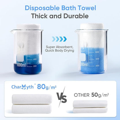 3 Pack Disposable Bath Towel 56'' x 27.5'' Disposable Body Towels for Travel, Durable Large Portable Towels for Camping Beach Swimming SPA, Individually Packed