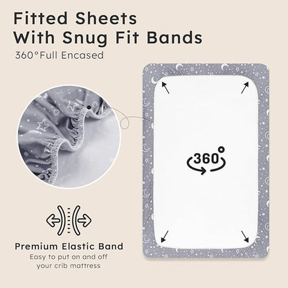 Baby Crib Sheets for Boys Girls Neutral, 2 Pack Crib Mattress Sheet for Standard Crib and Toddler Mattress, Super Soft Breathable Fitted Crib Sheet, 52" x 28"