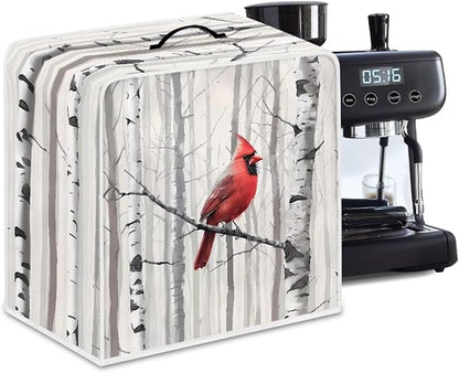 Christmas Cardinal Coffee Maker Cover for Kitchen Counter, Washable Small Appliance Covers with Handle