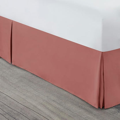 Nestl Pink Clay Twin XL Bed Skirt - Twin XL Size Bed Skirt 14 Inch Drop - Brushed Microfiber Bed Skirts - Hotel Quality Pleated Bed Skirt - Shrinkage & Fade Resistant