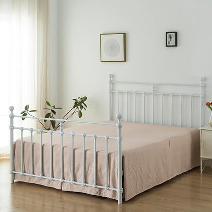 Queen Bed Skirt, Pleated Waffle Weave Bed Skirt with Split Corners, Tailored Dust Ruffle 16 Inch Drop Easy Fit, Machine Washable (Cream, Queen - 16" Drop)