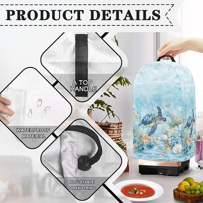 Undersea Turtle Coral Blender Dust Cover Kitchen Small Appliance Decor Anti Fingerprint Oil-proof Dust Protection Stand Mixer Food Processor Juicer Cover 9.4 x 7.2 x 15.9 inch