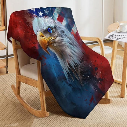 American Flag Bald Eagle Throw Blanket Patriotic Print Blankets Gifts Couch Sofa Bed Stuff Decor Soft Cozy Fleece Plush Flannel Bedding for Lover Men Women Adults 60"x80"
