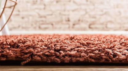 Unique Loom Solid Shag Collection Area Rug (2' 2" x 6' 5" Runner, Terracotta)