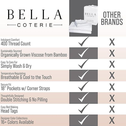Bella Coterie Luxury Bamboo Viscose Full Size Sheet Set | 100% Organically Grown | Ultra Soft | Cooling for Hot Sleepers | 18" Deep Pocket [Lilac]