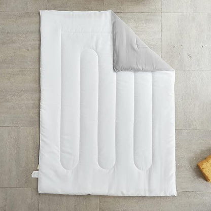 UOZZI BEDDING 4 Pieces Toddler Bedding Set Ultra Soft and Breathable Toddler Sheet Set - Includes Comforter, Flat Sheet, Fitted Sheet and Pillowcase - White & Gray