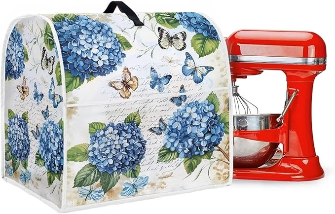 Butterfly Stand Mixer Cover 4.5-5 Quart Hydrangea Floral Kitchen Appliance Dust Cover Universal for Air Fryers, Coffee Makers Pressure Cooker Mixer Parts & Accessories