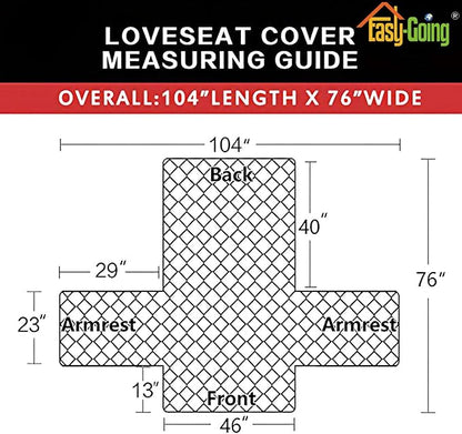 Easy-Going Reversible Loveseat Couch Cover for 2 Cushion Couch Sofa Cover for Dogs Water Resistant Furniture Protector with Foam Sticks Elastic Straps for Pet (Loveseat, Gray/Gray)
