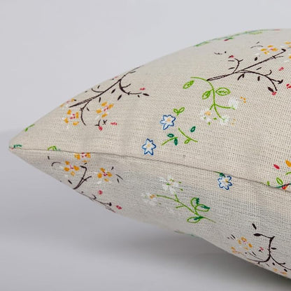 Spring Flower Lumbar Throw Pillow Cover 12x 20 Set of 2, Embroidered Branch Farmhouse Neutral Linen Pillow Cushion Cases, Decorative Pillows for Bed, Outdoor Couch Bedroom Car Green