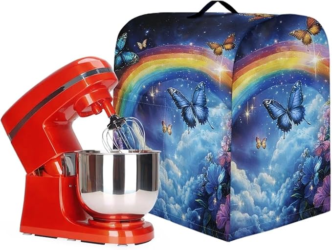 Kitchen Aid Mixer Cover Starry Rainbow Dust Cover with 2 Pocket and Handle, Waterproof Polyester, Multicolor