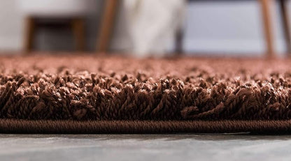 Unique Loom Solid Shag Collection Area Rug (6' 1" x 9' Rectangle, Chocolate Brown)