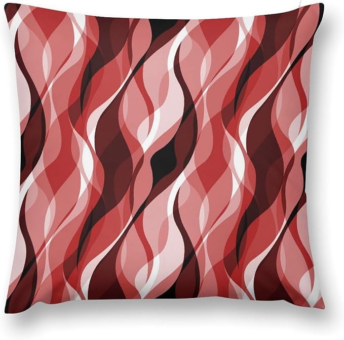 Red Throw Pillow Covers Modern Abstract Ombre Red Striped Decorations for Bedroom Living Room Farmhouse Sofa Pillows Bed Couch 12x12 Inch