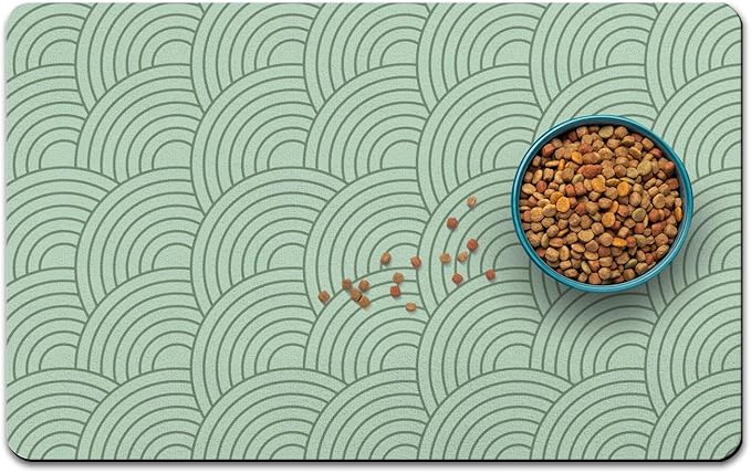 Dog Food Mat for Floors, Absorbent and Quick-Drying Pet Cat Food Mat,Anti-Fouling and Easy-to-Clean Pet Feeding Mat,Dog Bowl Mats for Messy Drinking Water Bowls.17 x32inch Boho Style
