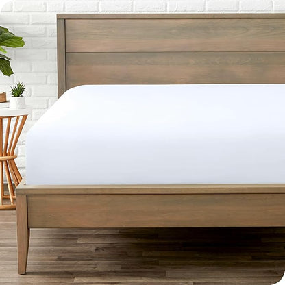 Bare Home Fitted Bottom Sheet Full XL Size - Premium 1800 Microfiber - Ultra-Soft Hotel Luxury - Deep Pocket - Durable and Long Lasting - Extra Long Fitted Sheet (Full XL, White)