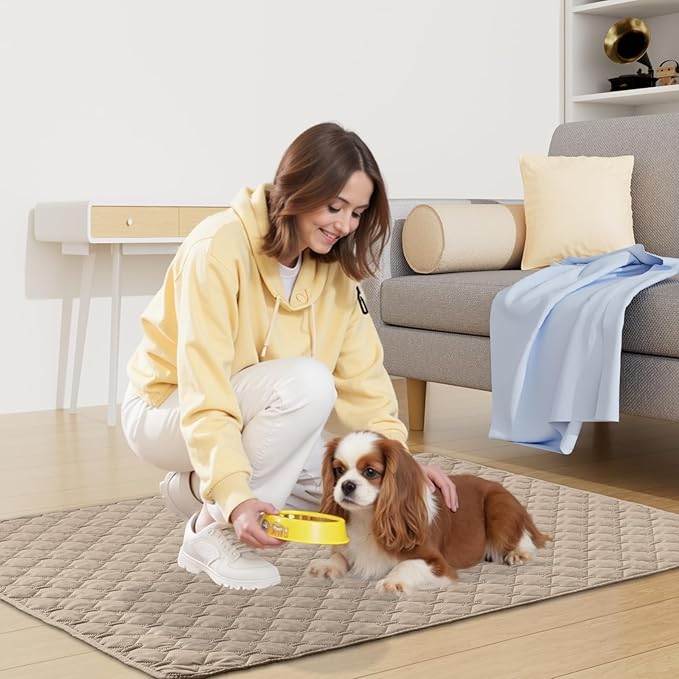 Smiry Waterproof Dog Bed Cover Blanket, Soft Reversible Pet Blanket, Washable Leakproof Cats Dogs Couch Cover for Sofa, Couch, Furniture, Plaid (40x50 Inch, Taupe/Beige)