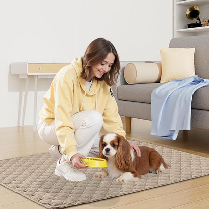 Smiry Waterproof Dog Bed Cover Blanket, Soft Reversible Pet Blanket, Washable Leakproof Cats Dogs Couch Cover for Sofa, Couch, Furniture, Plaid (40x50 Inch, Taupe/Beige)