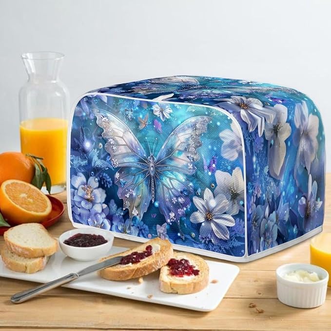 Butterfly Printed Toaster Cover, Universal 2 Slice Oven Cover Appliance Cover Toaster, Dustproof Protector Broiler Organizer Bag, Floral Printed Small Kitchen Appliance, BAX-P58-7-13-a7
