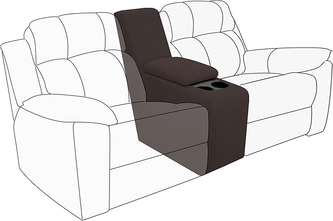Easy-Going 2-Piece Recliner Console Cover for Reclining Loveseat Covers Stretch Jacquard Middle Console Cover for Recliner Couch and Sofa Chocolate