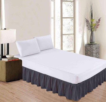 SlumberWell Twin Bed Skirt with Split Corners, Soft Microfiber, 21 Inch Drop, Dark Grey Solid, Elegant Ruffled Design