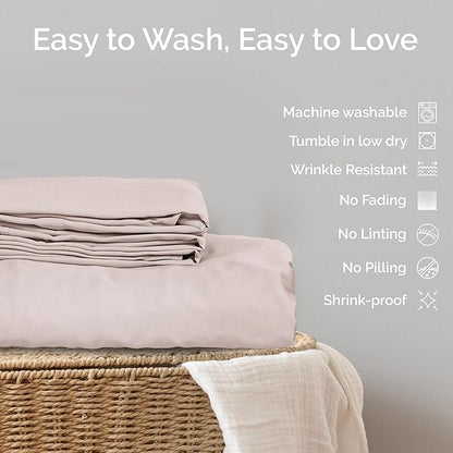 Duvet Cover Set - 100% Viscose Derived from Bamboo Duvet Cover Queen Size, 3 PC Luxury Cooling Duvet Cover for Hot Sleepers, Silky Buttery Soft Comforter Cover & 2 PC Queen Pillowcases, Blush