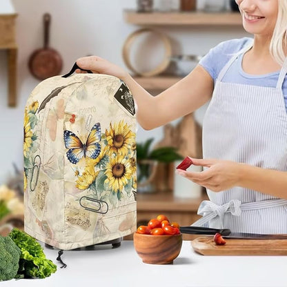 Butterfly Sunflower Blender Dust Cover Stand Mixer or Coffee Maker Appliance Covers with Drawstring, Anti Fingerprint Dust Proof Stain Resistant Blender Cover for Kitchen