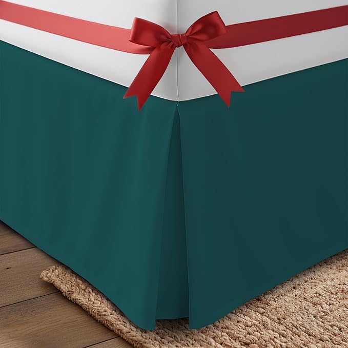 Utopia Bedding Full Bed Skirt - Soft Quadruple Pleated Ruffle - Easy Fit with 16 Inch Tailored Drop - Hotel Quality, Shrinkage and Fade Resistant (Full, Teal)