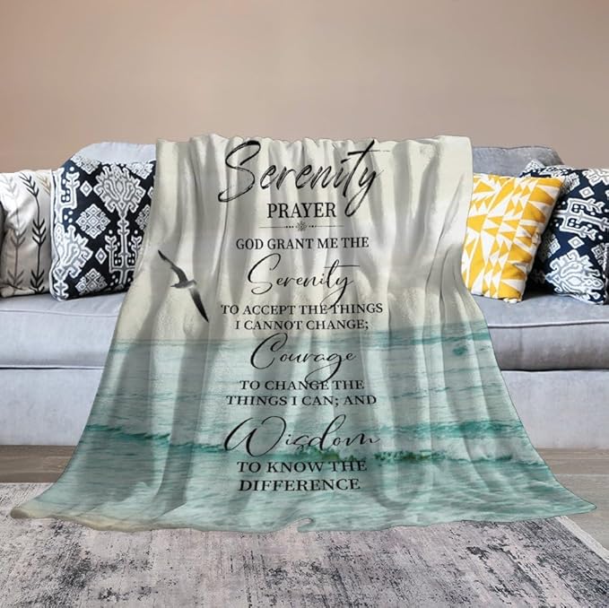Serenity Prayer Blanket Christian Gifts for Women & Men Religious Throw Blanket Christian Blanket Bible Verse Blanket for Kids Adults Soft Warm Cozy Fleece Blanket for Couch Sofa Bed 50"x60"