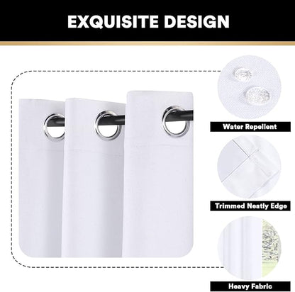 PrinceDeco Black Out Curtains 84 Inch Long 2 Panels Burg 100% Linen Blackout Curtains for Bedroom Living Room Anti-Rust Grommet Linen Blackout Drapes with White Liner,42 X 84, Pearl White
