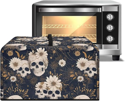Microwave Oven Cover, Skull Halloween Dust Oil Proof Waterproof Machine Protector Decorative Kitchen Appliance Cover Reusable Microwave Food Covers Prevents Splatters Universal Size