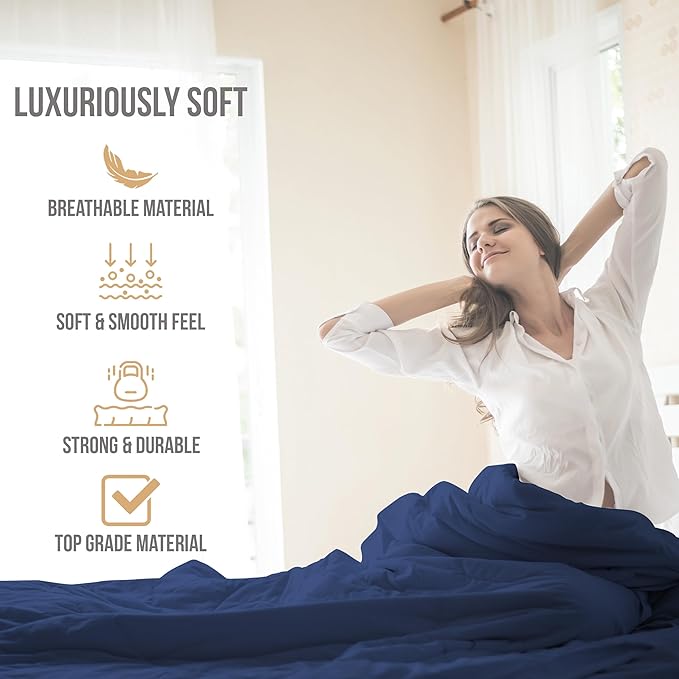 Queen Sheet Set - Luxury Hotel Bed Sheets - Soft Cooling Sheets with Elastic Corner Straps - Deep Pocket Microfiber Bedsheet - Bedding Sheet & Pillowcases - 4 PC (Queen Size, Navy Blue)