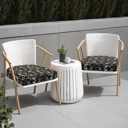 idee-home Outdoor Chair Cushions Set of 2, Thick 17" x 17" x 3" Outdoor Seat Cushions Patio Furniture Waterproof with Ties, Dining Pads