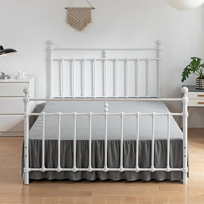 Bed Skirt Full Size Ruffled Bed Skirts with Split Corners, 12 Inch Drop Dust Ruffle Bed Skirt with Platform,Gray