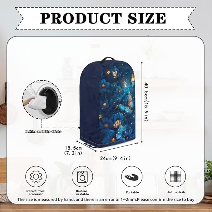 Blue Butterfly Blender Covers for Kitchen Food Processor Cover with Durable Handle, Dust Covers for Kitchen Appliances Stand Mixer or Coffee Maker Appliance Cover