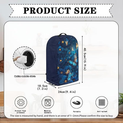 Blue Butterfly Blender Covers for Kitchen Food Processor Cover with Durable Handle, Dust Covers for Kitchen Appliances Stand Mixer or Coffee Maker Appliance Cover