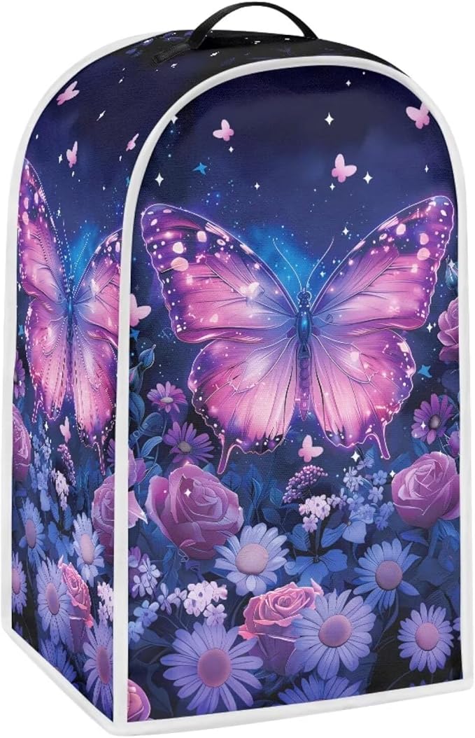 Talayituse Butterfly Rose Daisy Flower Print Blender Dust Cover, Fingerprint Protection Cover for Stand Mixer or Coffee Machine, Home Kitchen Appliance Covers for Stain Dust Resistant Supplies