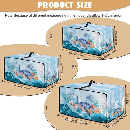 Microwave Oven Dust Cover Air Fryer Toaster Oven Protector with Storage Pockets, Stain-resistant for Small Appliances, L, 18.5 x 22.5 x 13 Inches, Sea Turtle Coral Reef Blue