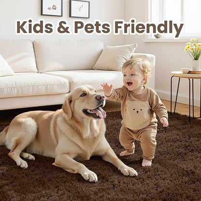 4x6 Area Rugs for Living Room Rug: Soft Fluffy Shag Brown Rugs for Bedroom, Non-Slip Large Fuzzy Plush Rug Indoor Floor Carpet for Nursery Kids Boys Girls Room, Dorms, Playroom, Modern Home Decor