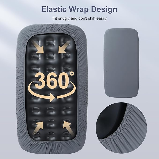Lewondr Extra Deep Pocket Twin Sheet for Air Mattress, Twin Sheets Deep Pocket Bed Sheet with All-Round Rubber Band, Sanded Fabric Mattress Sheet and Enveloped Opening, Fit with 13-21 in, Bed Sheet