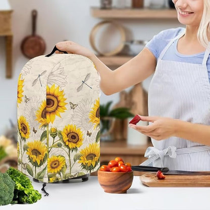 Sunflower Dragonfly Print Blender Dust Cover for Kitchen Small Appliance Decor, Anti Fingerprint Oil-proof Dust Protection Stand Mixer Cover Juicer Cover Soy Milk Machine Covers
