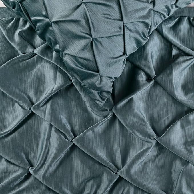 The HomeCentric Decorative Blue Queen 74 x 18 inch Bed Runner with 2 Pillow Cover, Satin Pintucks Bed Scarf, Solid Color Modern - Satin Nights