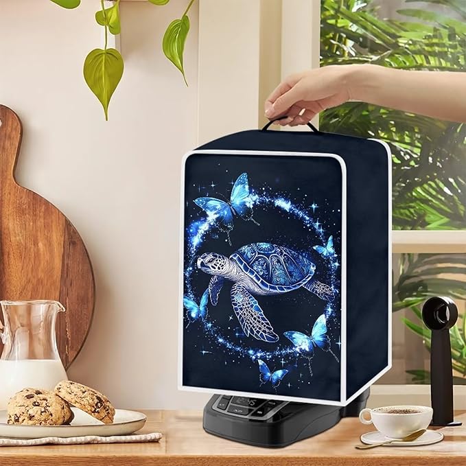 Mumeson Sea Turtle Butterfly Coffee Maker Cover,Home Kitchen Appliance Protector Cover Stain Dust Resistant Supplies Protect Cover with Handle Stand Blender Mixer Dust Covers