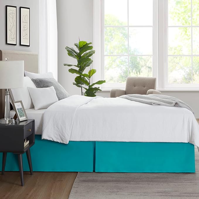 Nestl Teal Full Bed Skirt - Full Size Bed Skirt 14 Inch Drop - Brushed Microfiber Bed Skirts - Hotel Quality Pleated Bed Skirt - Shrinkage & Fade Resistant