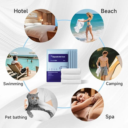 Disposable Bath Towels for Travel, Large Disposable Towel Portable Thick Paper Towel Reusable Suitable for Hiking Camping Sports Swimming and Traveling, 55.1 x 27.5 Inches, 20 PCS